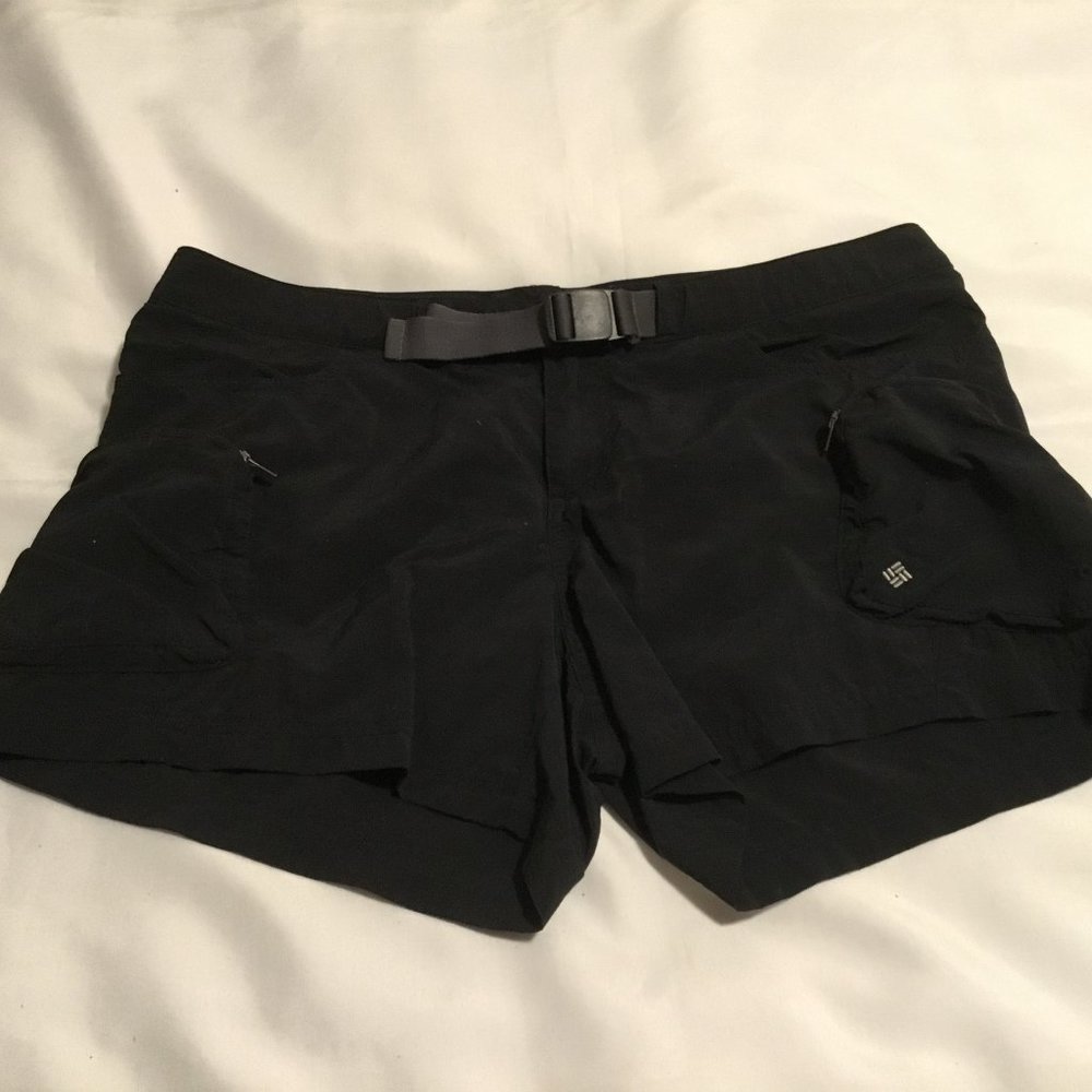 Columbia Shorts W/ Belt Women's M Black Hike Run Active Outdoor 4" Inseam EUC